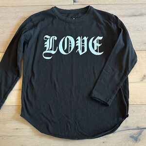 Chaser Black Tee with White Graphic Gothic glitter “LOVE”